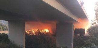 Κλειστό τμήμα της Εγνατίας Οδού μετά από πυρκαγιά σε πλατφόρμα