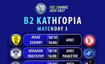 Με τέσσερις αναμετρήσεις, η 3η αγωνιστική της Β2 Κατηγορίας της ΕΠΣ Ξάνθης